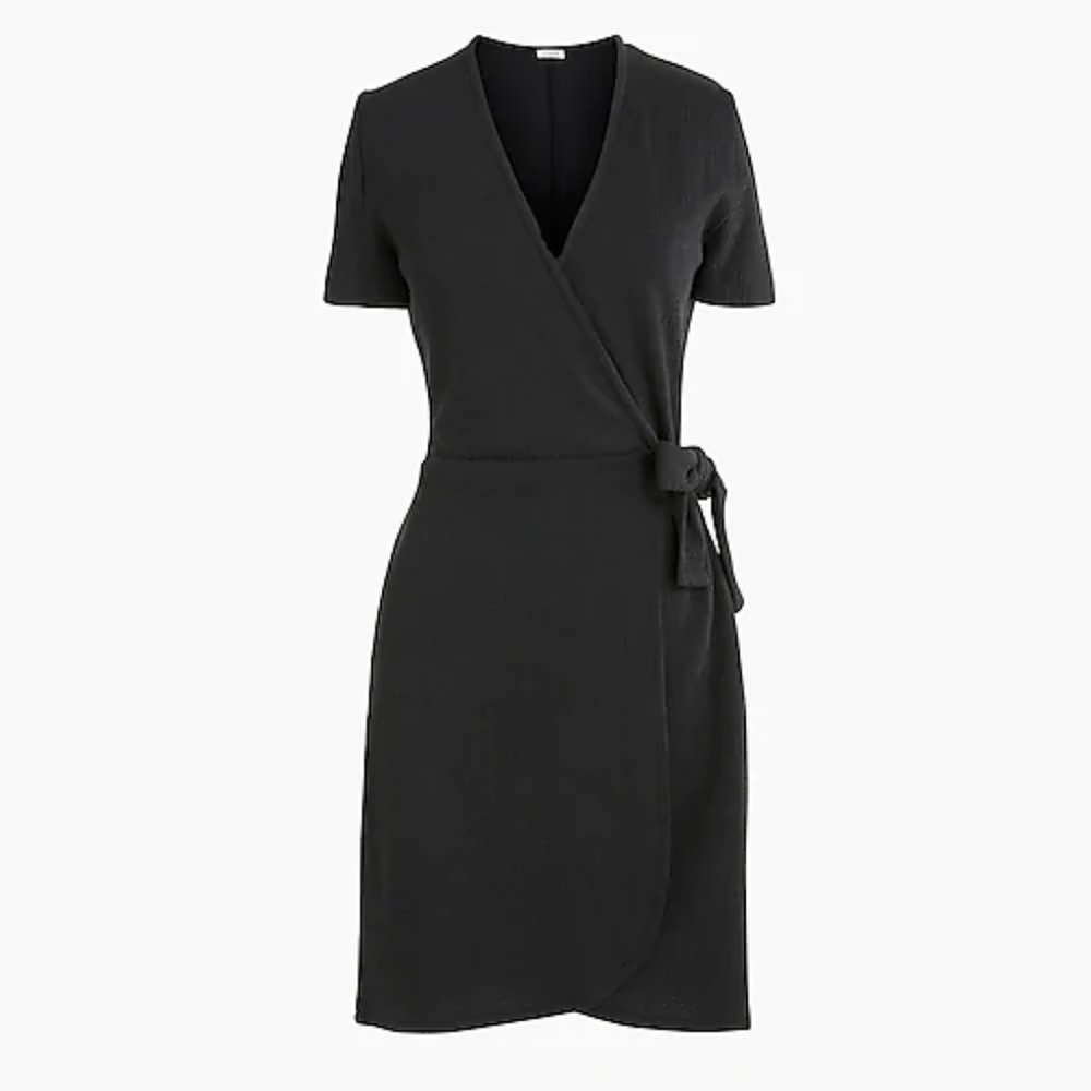 Textured knit wrap dress
